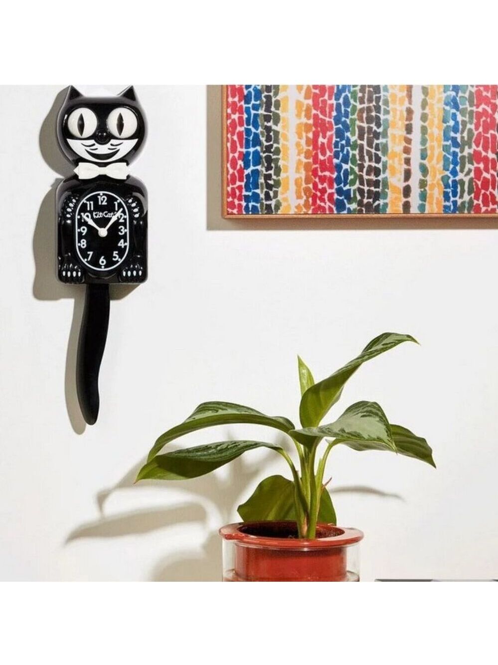 Classic Black Kit Cat Klock 15.5 Inch Battery Wall Clock Rolling Eyes and Tail